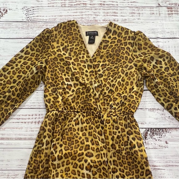 Enfocus Studio size 6 long sleeve leopard long dress animal print - Picture 5 of 11
